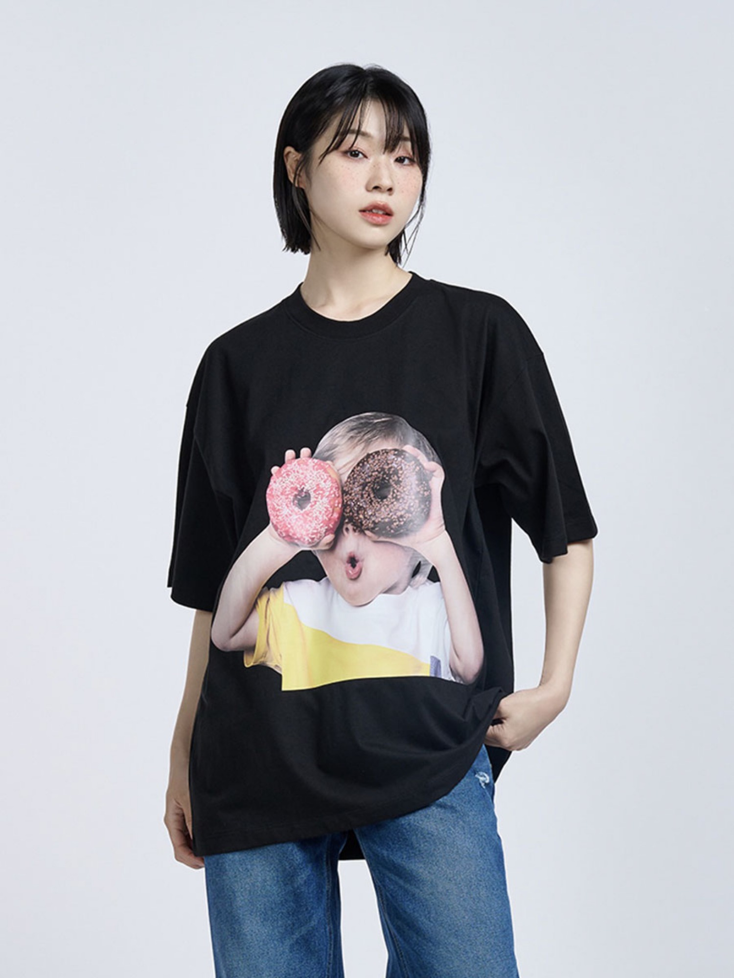 (BLACK)ADLV BABY FACE SHORT SLEEVE T-SHIRT DONUTS(PRE-ORDER)