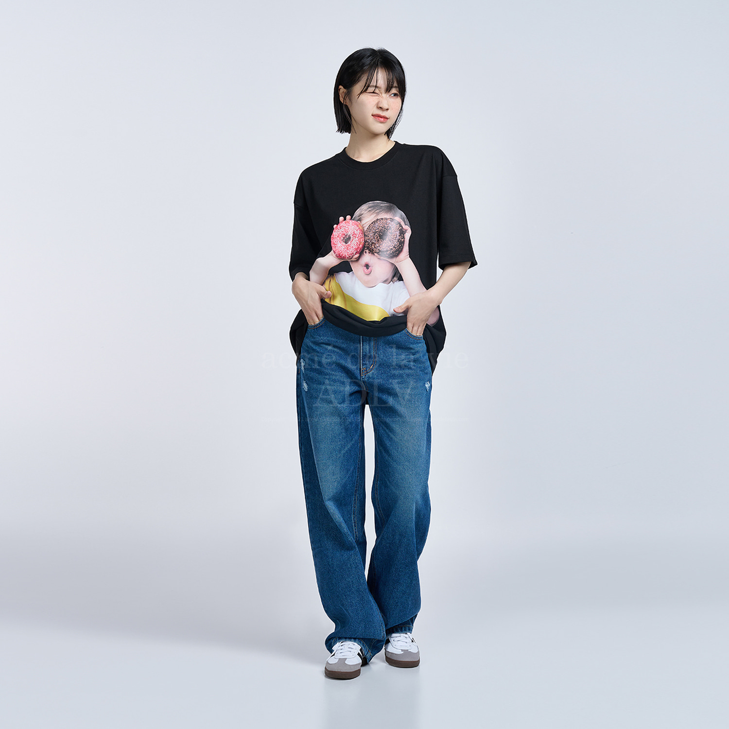 (BLACK)ADLV BABY FACE SHORT SLEEVE T-SHIRT DONUTS(PRE-ORDER) - Image 2