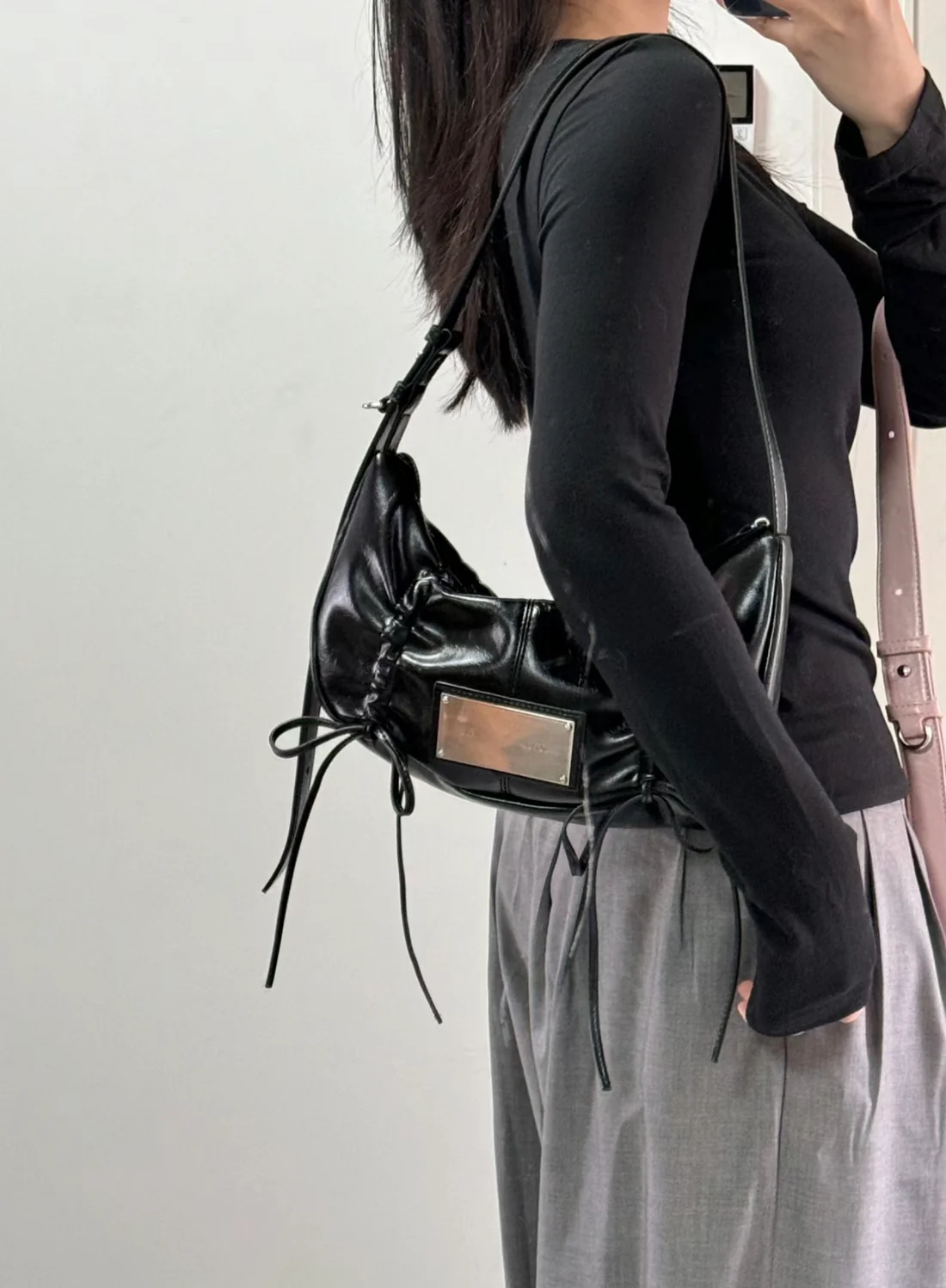 (3 COLORS)MATIN KIM-HALF SHIRRING RIBBON ROUND BAG(PRE-ORDER)