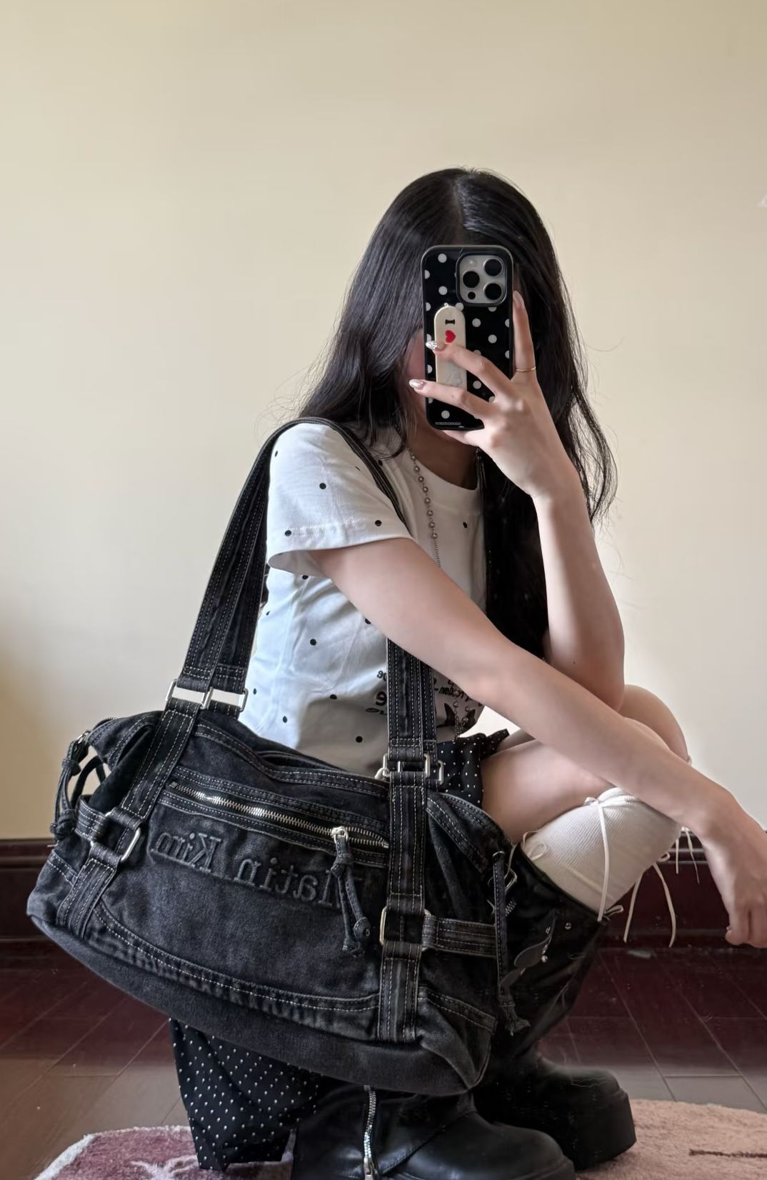 (2 COLOR)MATIN WASHED DENIM SQUARE BAG (PRE-ORDER) - Image 4