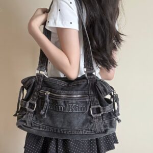 (2 COLOR)MATIN WASHED DENIM SQUARE BAG (PRE-ORDER)