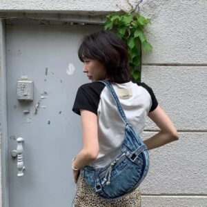 (PRE-ORDER)MATIN WASHED DENIM MINI HOBO BAG (PRE-ORDER)