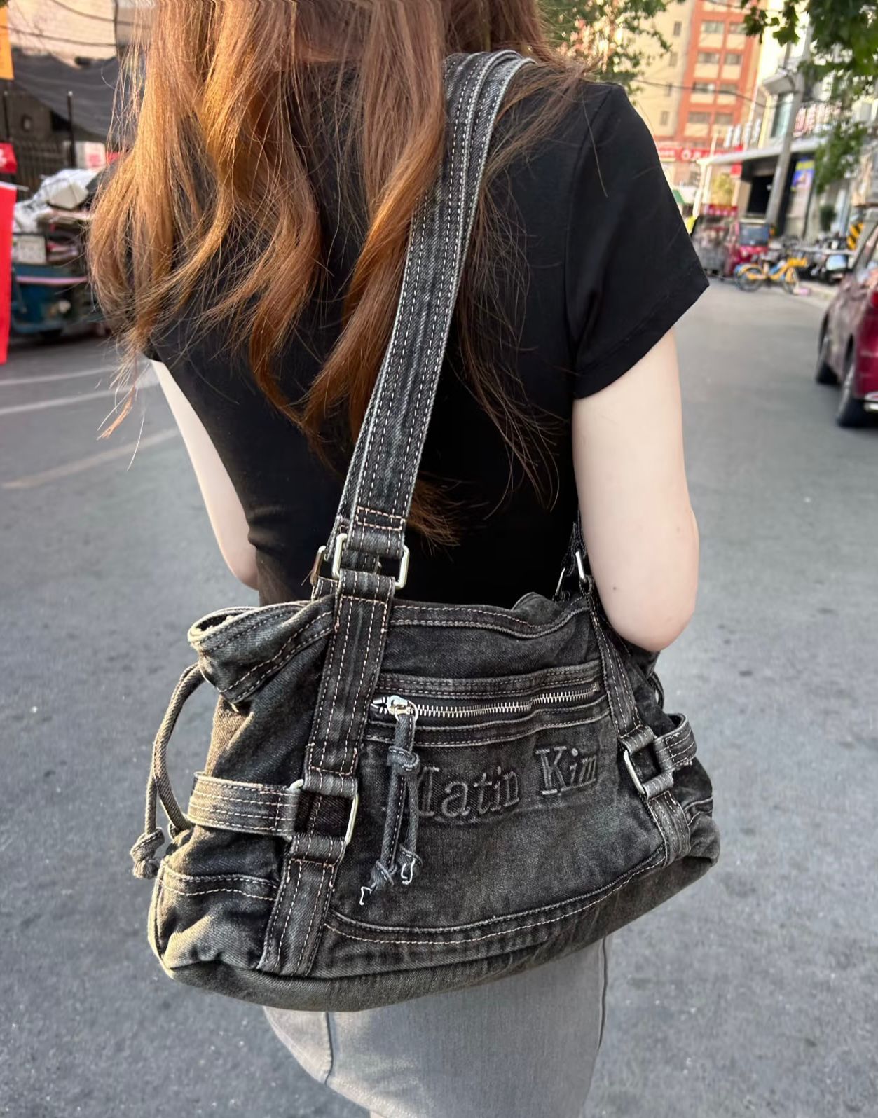 (2 COLOR)MATIN WASHED DENIM SQUARE BAG (PRE-ORDER) - Image 2